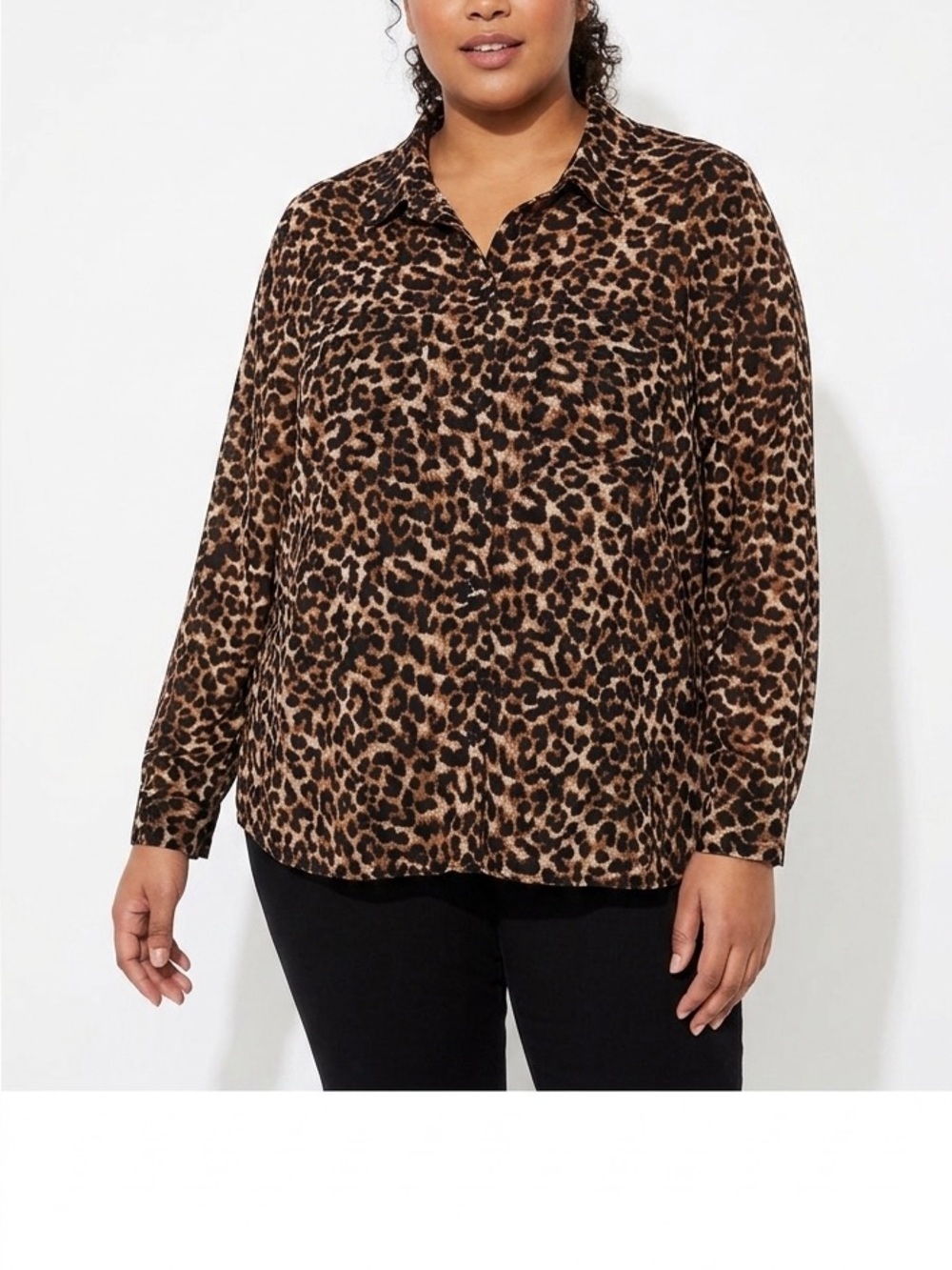 In Every Story Sheer Leopard Print Button Front Pockets - Blouse | Sz 3X